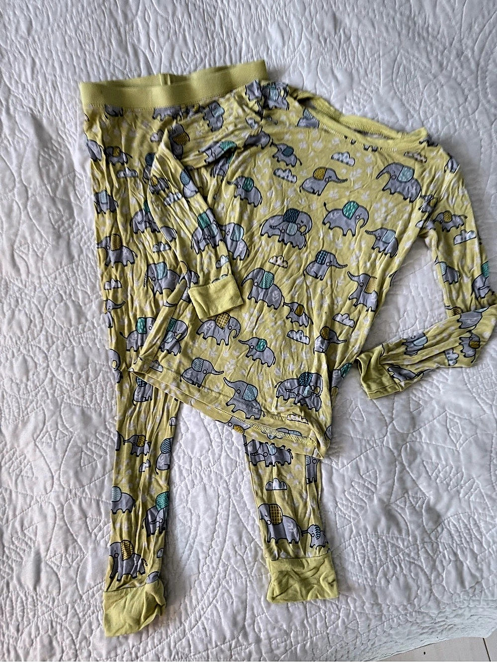 Little Sleepies Yellow Elephant Snuggles Two-Piece Pajama Set Elephant Print